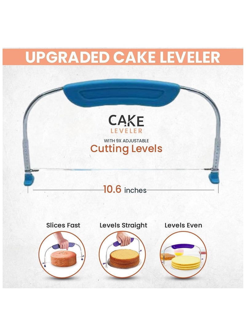 35PCs Cake Turntable and Leveler-Rotating Cake Stand with Non Slip pad-7 Icing Tips and 20 Bags-Straight & Offset Spatula-3 Sc Set-Baking Tools(Blue)  - Image 3