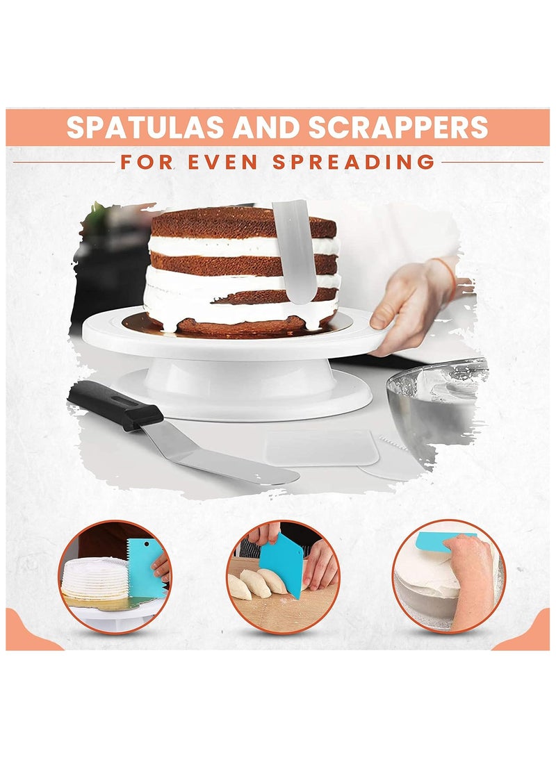 35PCs Cake Turntable and Leveler-Rotating Cake Stand with Non Slip pad-7 Icing Tips and 20 Bags-Straight & Offset Spatula-3 Sc Set-Baking Tools(Blue)  - Image 5