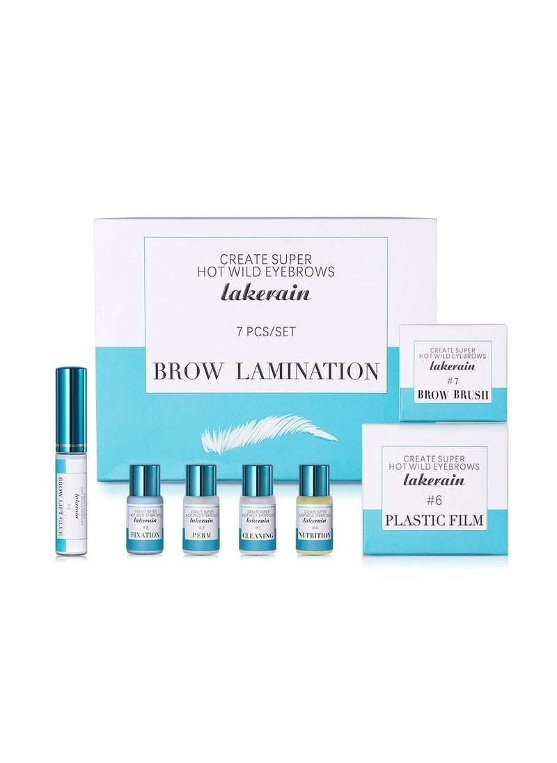 lakerain - Eyebrow Lift Kit Eyelash Perm Kit With Adhesive Glue Cleanser Perm Fixation And Nutrition Solutions Professional Eyebrows Curling Semi-Permanent Shaping Perming Suitable For Salon [7 Pcs Kit] - Image 1