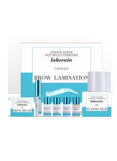 Eyebrow Lift Kit Eyelash Perm Kit With Adhesive Glue Cleanser Perm Fixation And Nutrition Solutions Professional Eyebrows Curling Semi-Permanent Shaping Perming Suitable For Salon [7 Pcs Kit]