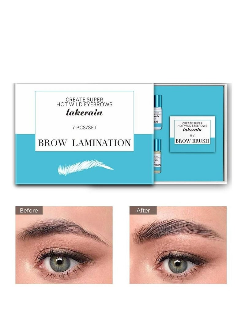 lakerain - Eyebrow Lift Kit Eyelash Perm Kit With Adhesive Glue Cleanser Perm Fixation And Nutrition Solutions Professional Eyebrows Curling Semi-Permanent Shaping Perming Suitable For Salon [7 Pcs Kit] - Image 1