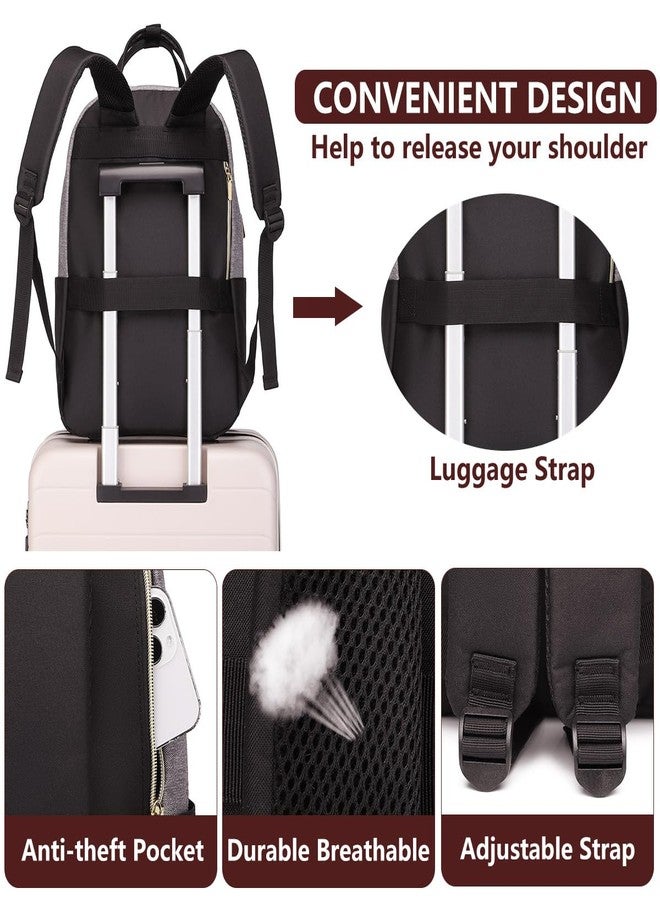 bagswan Laptop Backpack for Women/Men, Fits 15.6 Inch Laptop Bag, Fashion Travel Work Anti-theft Bag, Business Computer Waterproof Backpack Purse, Grey Black - Image 5
