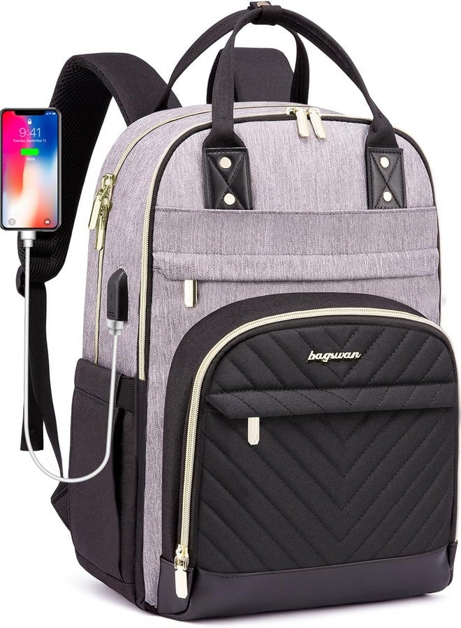 bagswan Laptop Backpack for Women/Men, Fits 15.6 Inch Laptop Bag, Fashion Travel Work Anti-theft Bag, Business Computer Waterproof Backpack Purse, Grey Black - Image 1