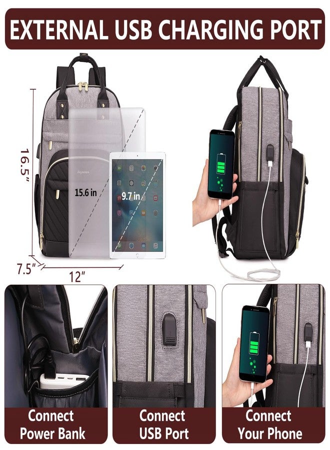 bagswan Laptop Backpack for Women/Men, Fits 15.6 Inch Laptop Bag, Fashion Travel Work Anti-theft Bag, Business Computer Waterproof Backpack Purse, Grey Black - Image 4
