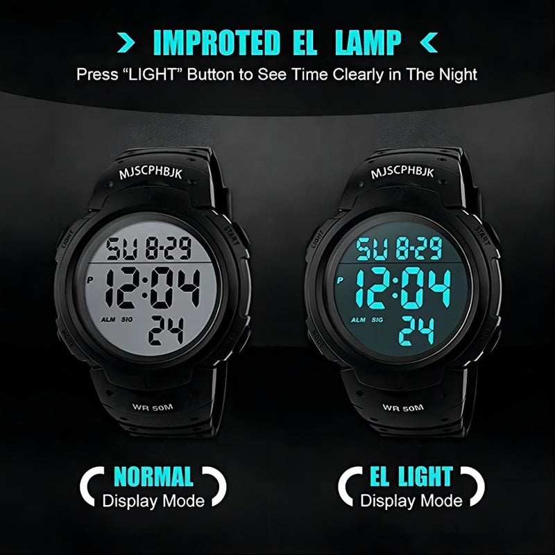 SKMEI MJSCPHBJK Mens Digital Sports Watch, Waterproof LED Screen Large Face Military Watches for Men  - Image 5