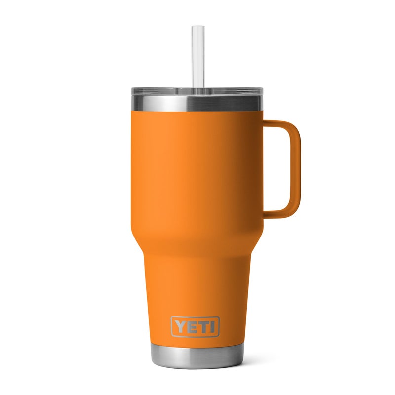 YETI Rambler 35 oz Tumbler with Handle and Straw Lid, Travel Mug Water Tumbler, Vacuum Insulated Cup with Handle, Stainless Steel, King Crab - Image 1