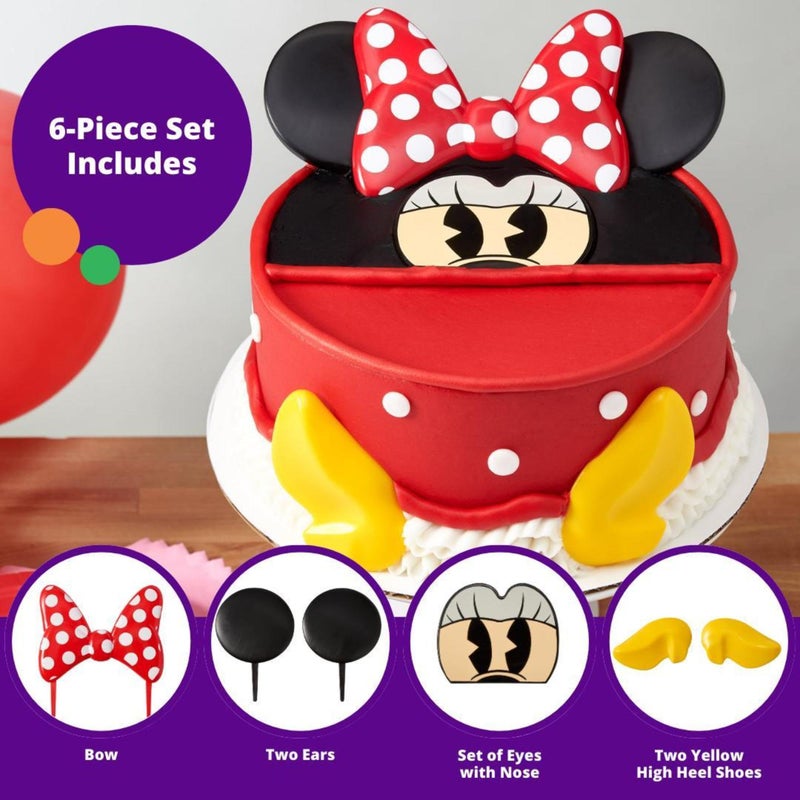 DecoPac DecoSetÂ® Disney's Minnie Mouse Creations Cake Topper, 6-Piece Disney's Minnie Mouse Cake Decoration - Image 3