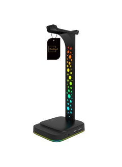 Flash Hawk RGB Colorful Light Headset Stand with 2 USB2.0 Ports and Audio Jack  - Image 1
