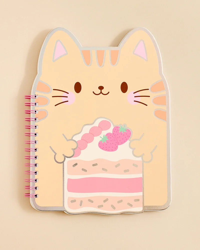 Redtag Mustard Cat Shaped Spiral Softcover Notebook