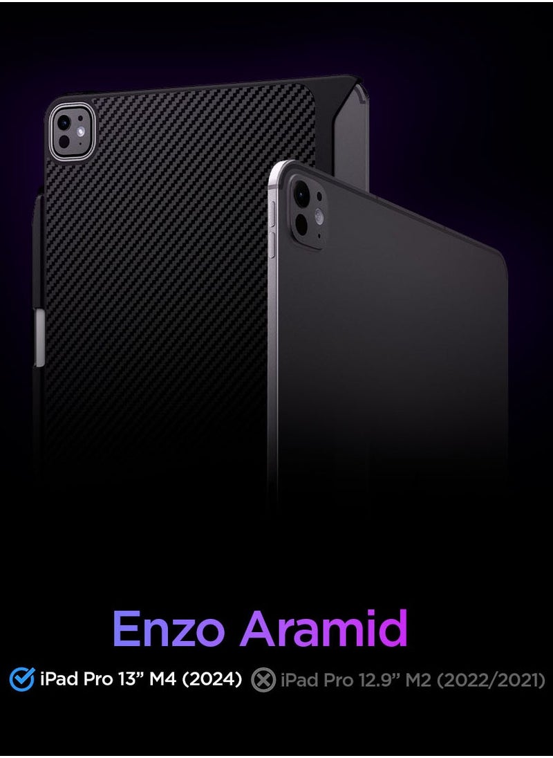 Spigen Enzo Aramid for iPad Pro 13 inch Case Cover (2024) M4 with Pencil Holder Aerocore Aramid Fiber Magic Keyboard Compatible - Black  - Image 2