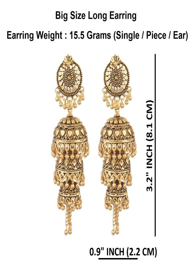 Efulgenz Indian Oxidized Jewelry Boho Vintage Layered Jhumka Jhumki Tassel Dangle Statement Earrings for Women, Copper, not known - Image 4