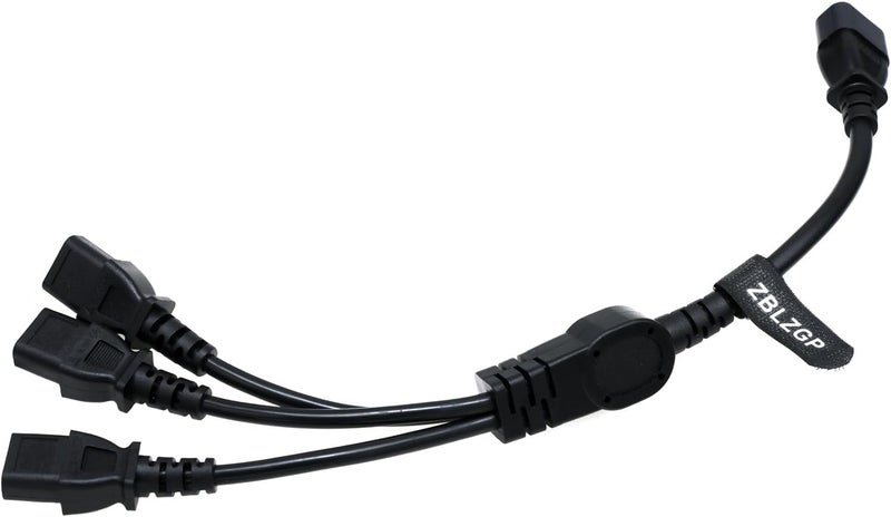 كابل طاقة من ذكر IEC 320 C14 إلى 4× أنثى C13، كابل من نوع Y من C14 إلى 4× C13 لأجهزة UPS/PDU، 250 فولت/10 أمبير (C14-3xC13 30 سم) - Image 4