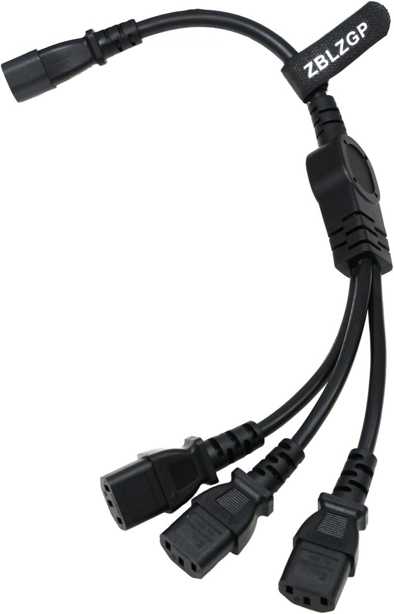 كابل طاقة من ذكر IEC 320 C14 إلى 4× أنثى C13، كابل من نوع Y من C14 إلى 4× C13 لأجهزة UPS/PDU، 250 فولت/10 أمبير (C14-3xC13 30 سم) - Image 5