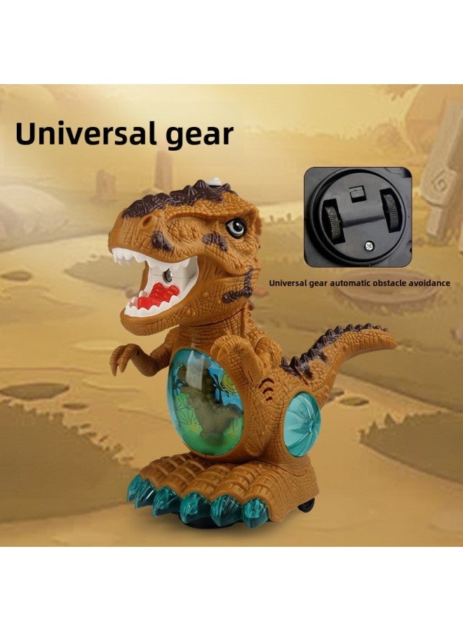 Electric Spray Dinosaur Toy Simulation Animal Model Universal Wheel Music Light Tyrannosaurus Rex Children's Toy-Color:Dark Green - Image 5