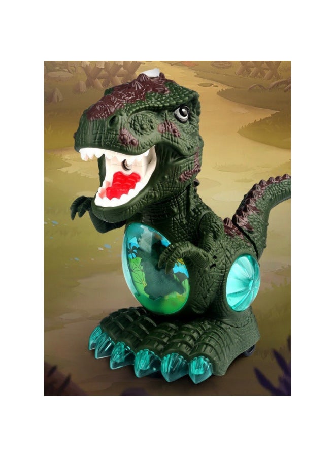 Electric Spray Dinosaur Toy Simulation Animal Model Universal Wheel Music Light Tyrannosaurus Rex Children's Toy-Color:Dark Green - Image 1