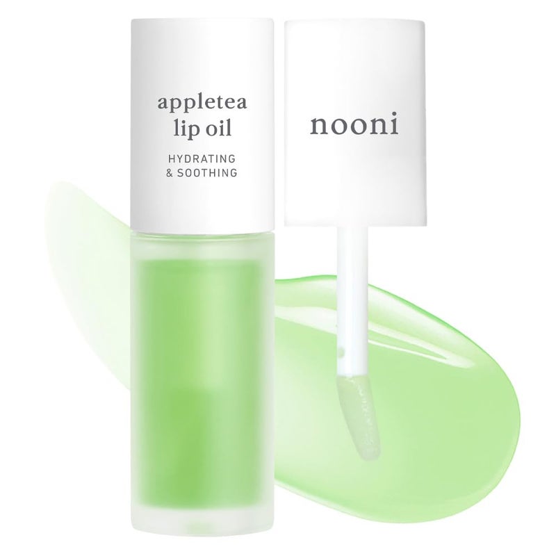 NOONI Korean Hydrating Lip Oil  Appletea  LongLasting Moisturizing Plumping Revitalizing for Dry Lips Waterproof No Peel Off Hydrating Nourishing Crystal Clear 012 FL Oz