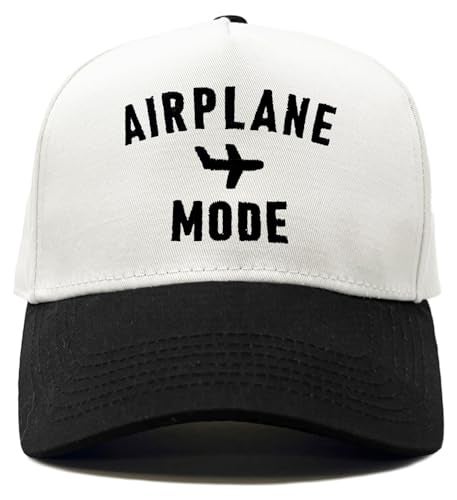 Funky Junque Cute Vintage Trucker Hat for Women, Adjustable Embroidered Two-Tone Snapback Baseball Cap, One Size - Airplane Mode - White/Black - Image 1