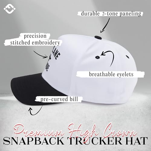 Funky Junque Cute Vintage Trucker Hat for Women, Adjustable Embroidered Two-Tone Snapback Baseball Cap, One Size - Airplane Mode - White/Black - Image 3