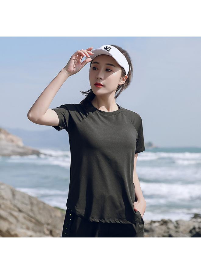 Generic Large Size Summer Weight Loss Quick-drying Clothes Yoga Clothes T-shirt Female Fat Mm Gym 200kg Running Loose Short Sleeve Top 