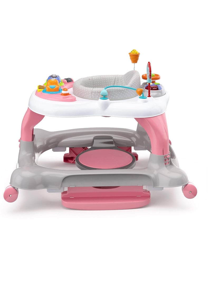 Storkcraft - Storkcraft 3-in-1 Activity Walker and Rocker with Jumping Board and Feeding Tray, Interactive Walker for Toddlers and Infants, Pink - Image 1