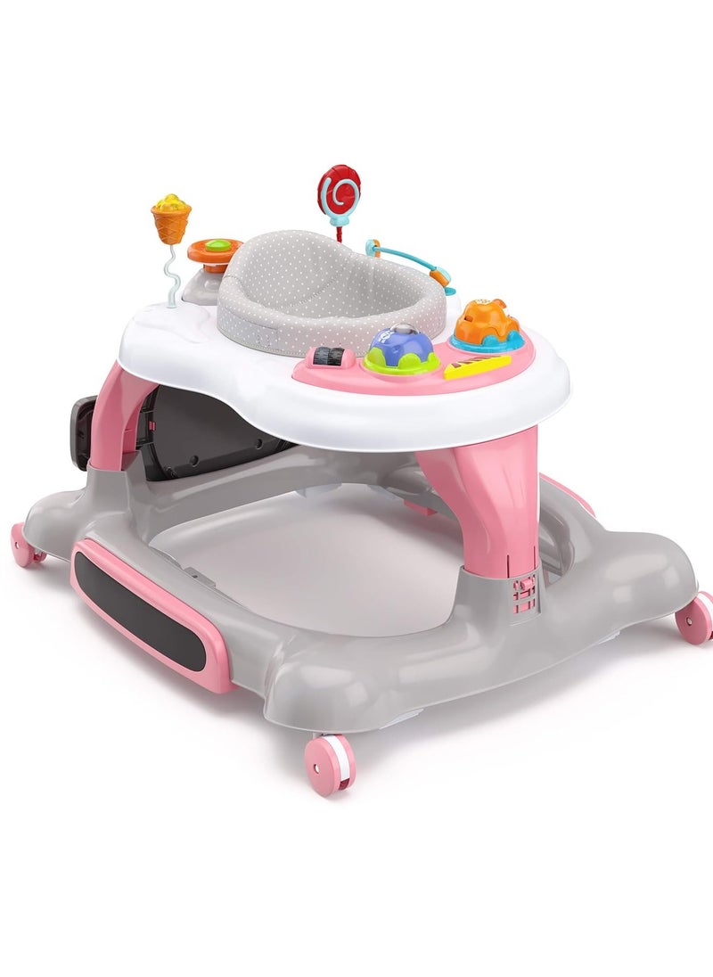 Storkcraft - Storkcraft 3-in-1 Activity Walker and Rocker with Jumping Board and Feeding Tray, Interactive Walker for Toddlers and Infants, Pink - Image 1