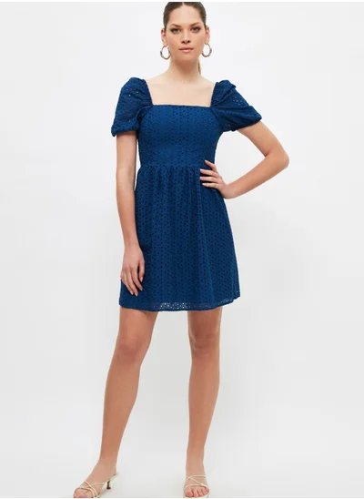 trendyol Broad Neck Pleated Dress