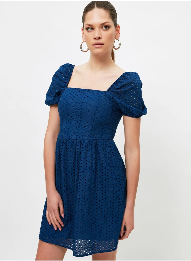 trendyol Broad Neck Pleated Dress
