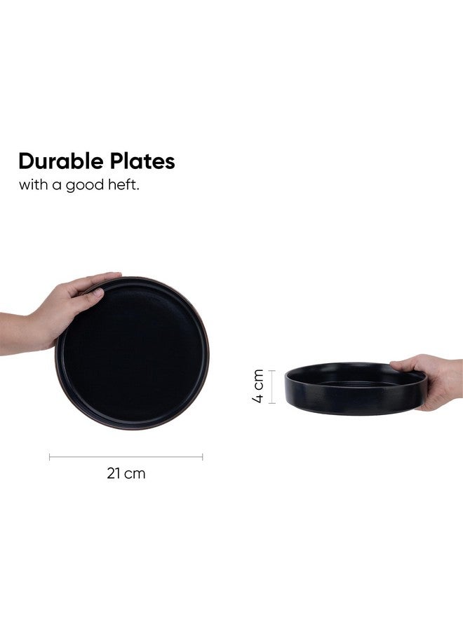 Shay طقم أطباق باستا سيراميك قابلة للتكديس من شاي، 22 سم، 2 قطع، أسود | تشطيب غير لامع | طبق باستا سيراميك | طبق عميق | وعاء سيراميك | طبق تقديم باستا (طبق باستا قابل للتكديس - حافة سوداء) - Image 3