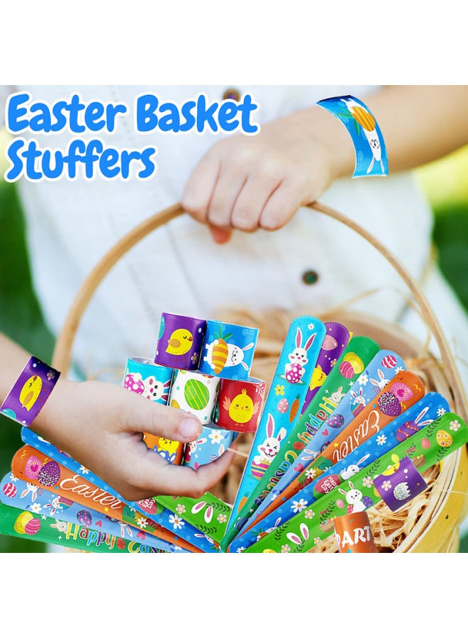 Easter Themed PVC Slap Bracelet Decorative Rabbit Egg Design Ideal For Family Decoration Fun Children's Toy Handband-Color:12*2 (24 A Pack)-Specifications:3*22  - Image 5