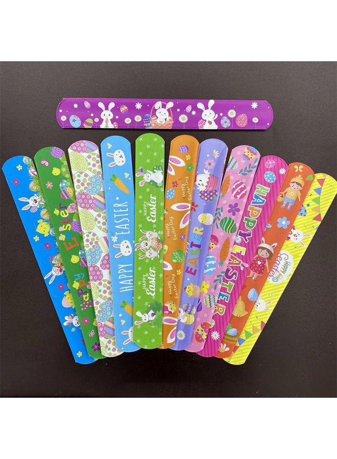 Easter Themed PVC Slap Bracelet Decorative Rabbit Egg Design Ideal For Family Decoration Fun Children's Toy Handband-Color:12*4 (48 A Pack)-Specifications:3*22  - Image 4
