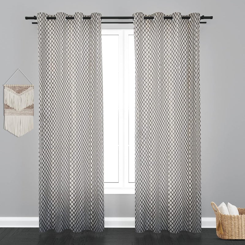 Parda Online Sheer Net Eyelet Wave Design Grey Door Curtain for Home 7Ft Pack of 1 - Image 5
