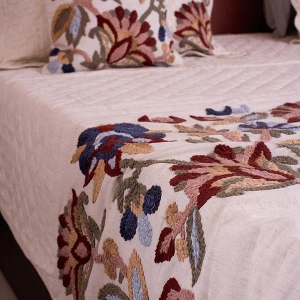 CASA AMI CASA AMI Eleanor Bedcover Set Luxury Bedcover King Size Preminum Quilted Design for Bed 1 bedcover 2 Pillow Covers and 2 Cushion Covers Fabric Linen  - Image 5