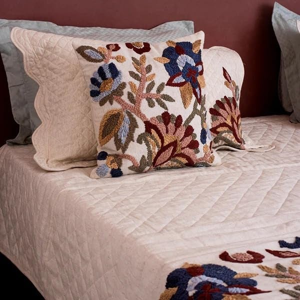 CASA AMI CASA AMI Eleanor Bedcover Set Luxury Bedcover King Size Preminum Quilted Design for Bed 1 bedcover 2 Pillow Covers and 2 Cushion Covers Fabric Linen  - Image 2