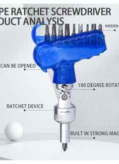 Excefore Versatile 10-in-1 Magnetic Ratchet Screwdriver Set for Efficient Repair Work - Adjustable Rotary Angle, Multi-Bit Design, Ideal for DIY and Home Repairs  - Image 3