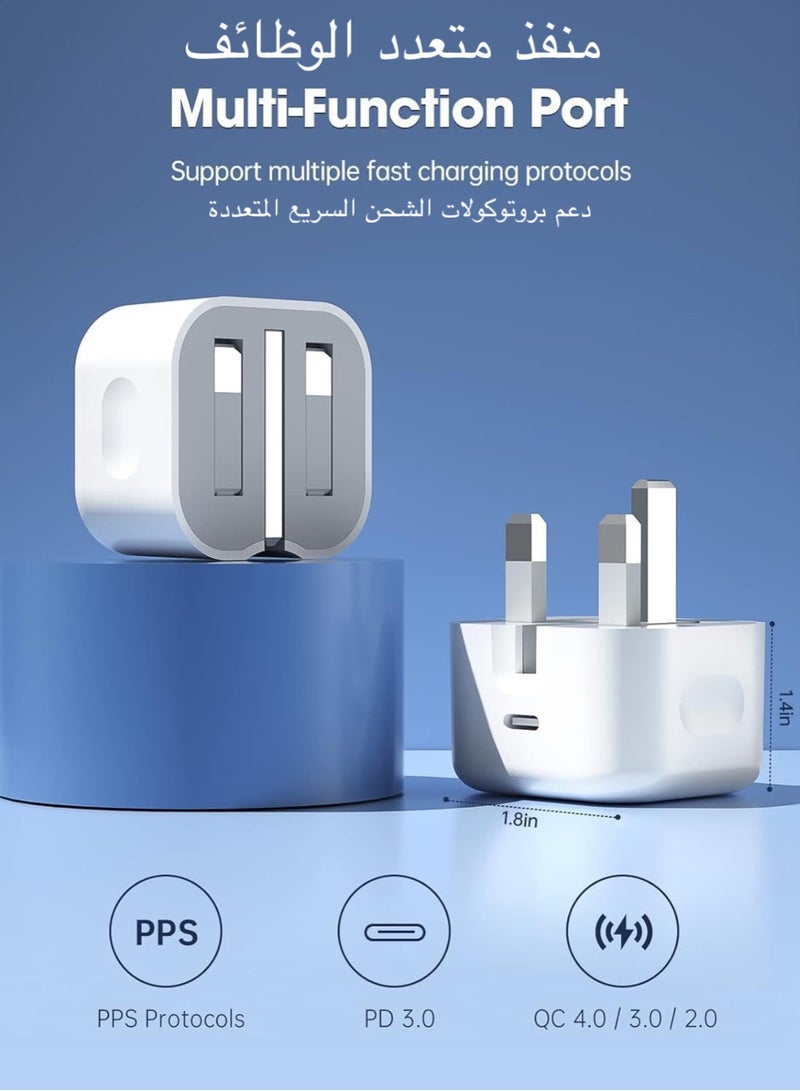 SH PROTECT TOUCH Genuine 35W Fast  Charger For iPhone 17  Series [MFi Certified] 35W PD Adapter USB C Plug UK With 2in1 Cable , C to C 60w and Lightning  Adapter-27W for iPhone 17/16/15/14/13/12 /11Pro/Max And More - Image 4