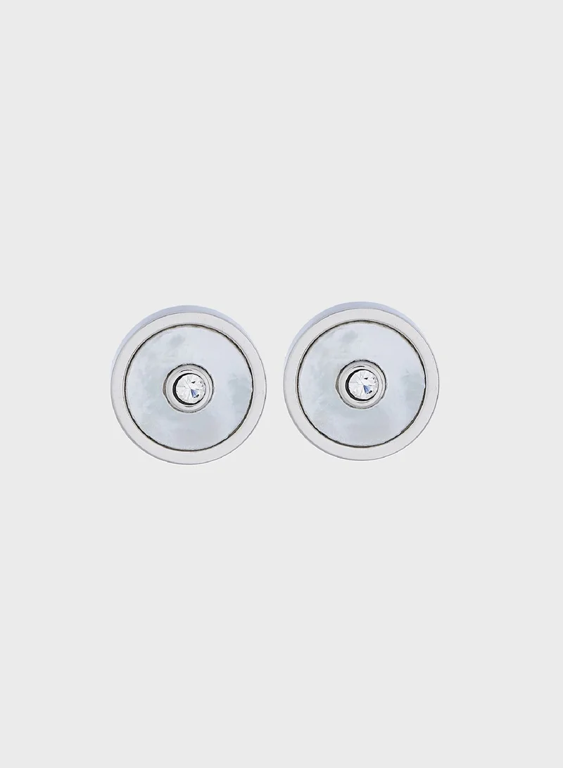POLICE Earrings With Mother Of Pearl Inlay & Crystal