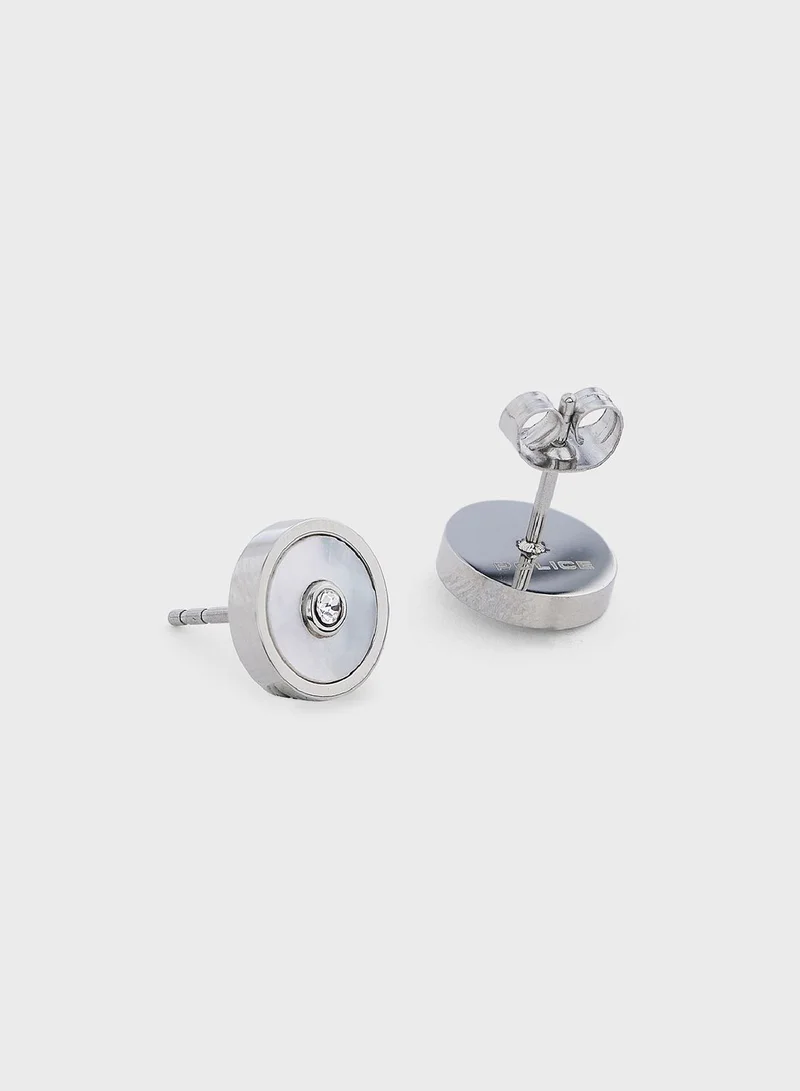 POLICE Earrings With Mother Of Pearl Inlay & Crystal