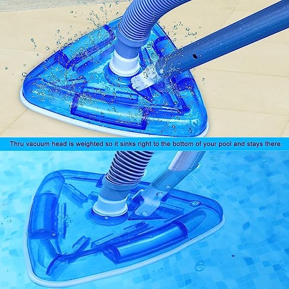 PETSON Triangular Transparent Triangle Pool Vacuum Head Inground Above Ground Swimming Pool Vacuum Brush Head Spa Vinyl Pool Vacuum Attachment with Weighted Base and Brushes Cleaning Brush - Image 3