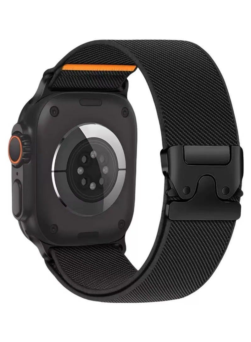 DKNG Compatible with Apple Watch Series 10 Paracord Nylon Woven Replacement Strap, Apple iWatch Series 10/9/8/7/6/5 Watch Band, Fits Apple iWatch Series 10/9/8/7/6/5, 42mm/44mm/45mm/49mm Black - Image 1