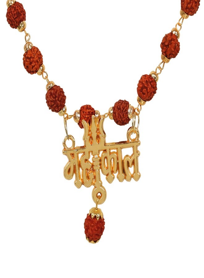 Vientiq Men's Trishul Mahakal Engraved Rudraksh Necklace - Image 5
