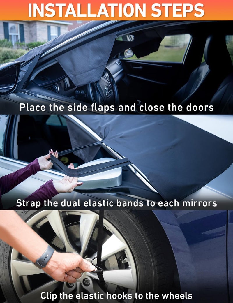 Econour Car Snow Cover Compatible For Honda Accord | Windshield Cover For Ice And Snow With S-Hook Straps | Heavy-Duty 600D Oxford Winter Car Cover  Waterproof & Anti-Slip - Image 4
