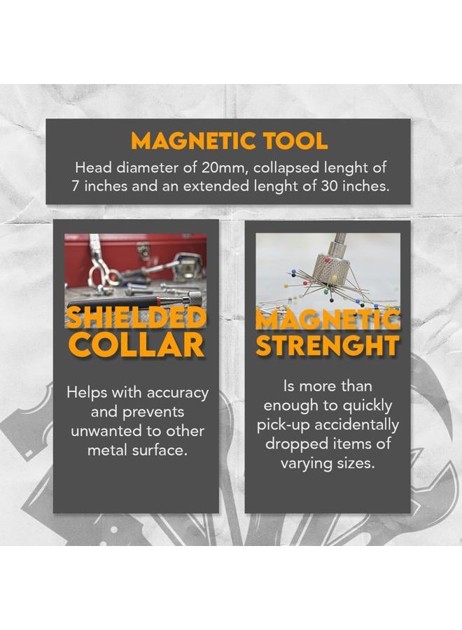 SE 30” Telescoping Magnetic Pick-Up Tool with 15-lb. Pull Capacity - 8036TM-NEW - Image 2