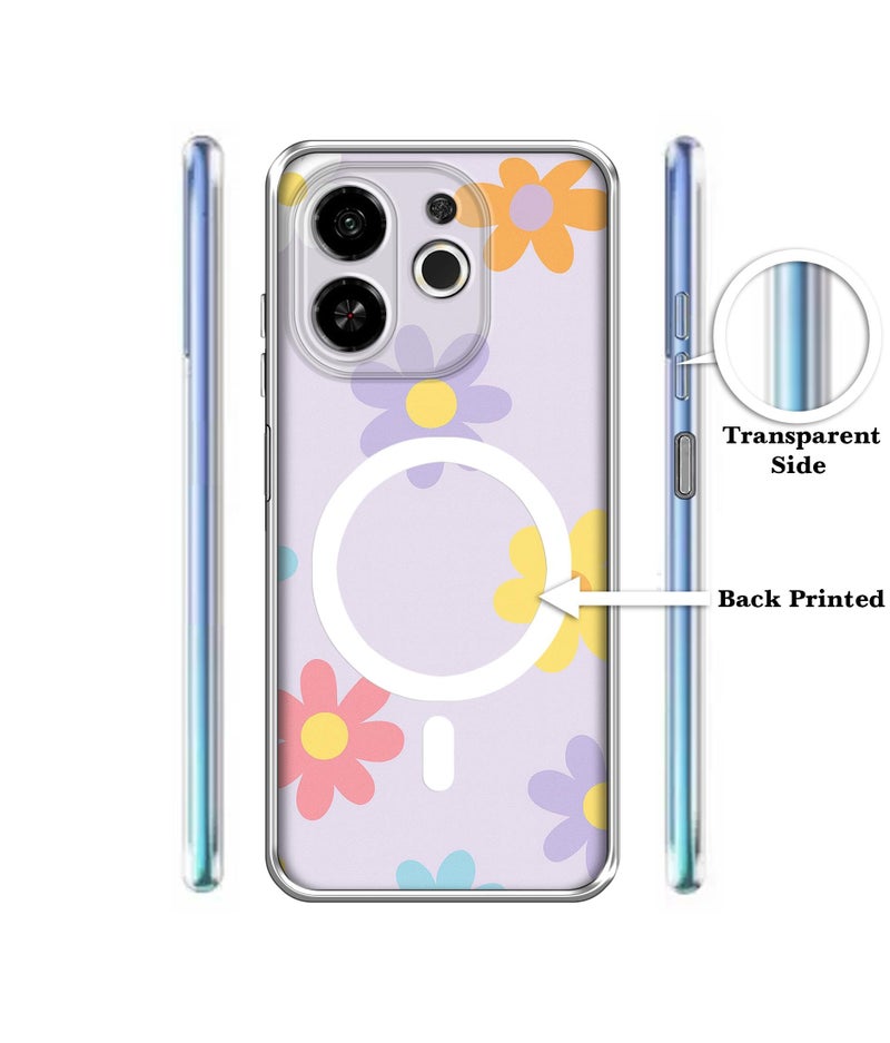 Casotec Case Cover for Tecno Pop 9 5G Spring Daisy Garden MagSafe Ring Design (Not MagSafe Compatible) | UV Printed Soft TPU Shockproof Back Case for Tecno Pop 9 5G - Image 2