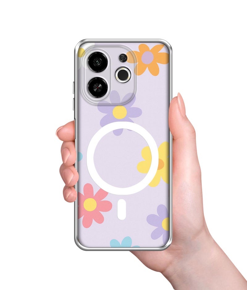 Casotec Case Cover for Tecno Pop 9 5G Spring Daisy Garden MagSafe Ring Design (Not MagSafe Compatible) | UV Printed Soft TPU Shockproof Back Case for Tecno Pop 9 5G - Image 3