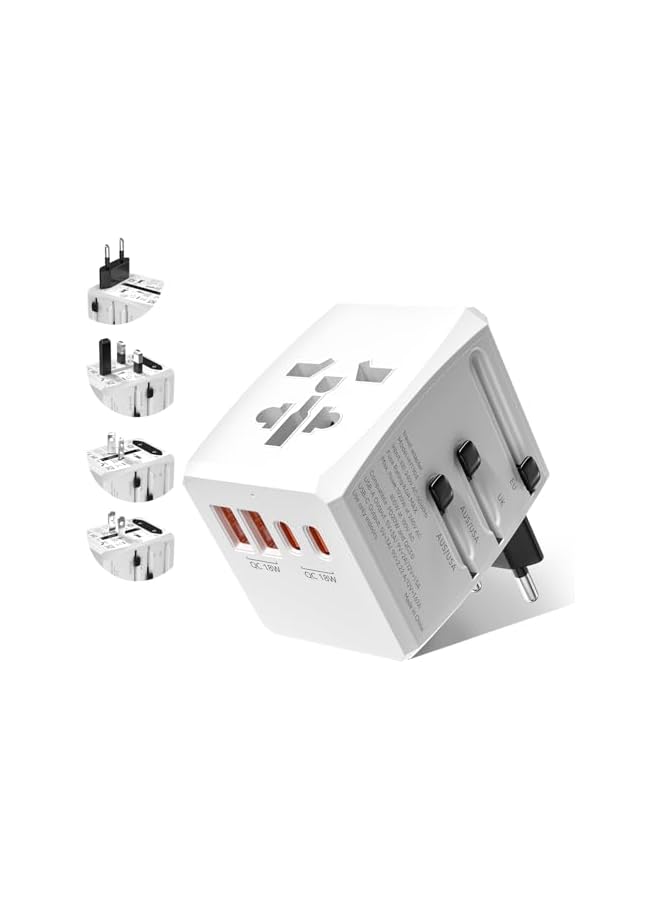 promass Universal Travel Adapter Worldwide with 2 USB C and 2 USB A Ports, Universal Plug Adaptor UK to World, International Travel Adapter for Multi Countries EU, USA, UK, Australia, Thailand etc - Image 2