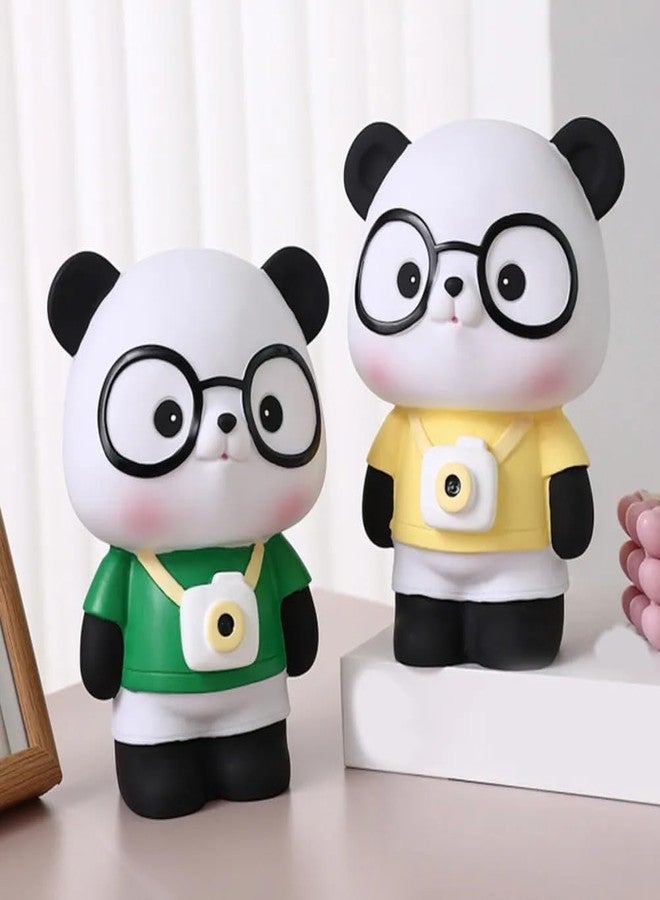 CHIRANSI Cute Cartoon Portable Piggy Bank, Creative Coin Bank for Boys and Girls, Decorative Money Saving Box for Birthday Present, Best Return Gifts for Kids (Pack of 1) (Yellow - Panda) - Image 2
