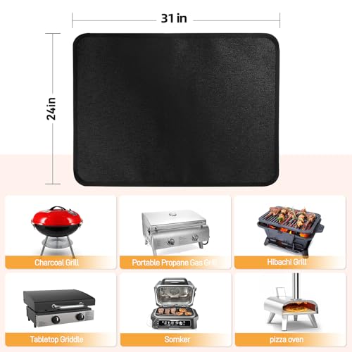 Amerbro Heat Resistant Mats for Countertop and Grill Table, Fireproof Grill Mats for Outdoor Grill, Portable Charcoal Grill, Gas Grill, Pizza Oven Compatible with Blackstone, Ninja 24x31x0.02in, Black - Image 5