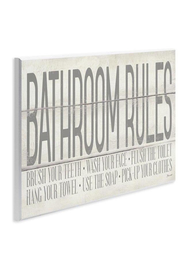 Stupell Industries The Stupell Home Décor Grey and White Planked Look Bathroom Rules Typography Wall Plaque Art, 7x17, Multi-Color - Image 3