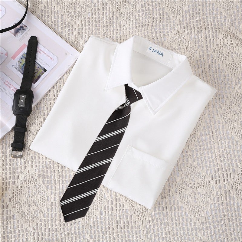2026 spring and autumn style college style inner white shirt women's jk uniform base shirt design sense niche long-sleeved top - Image 2