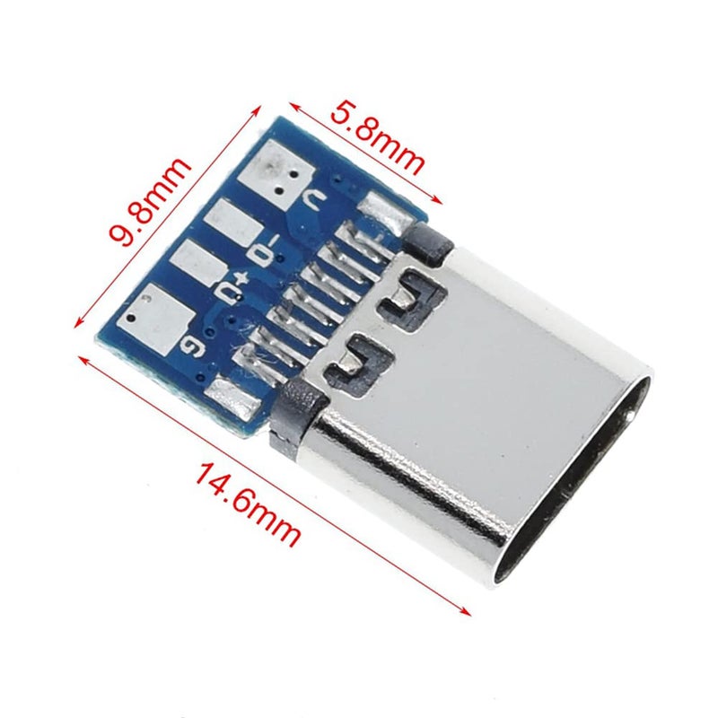 ANMBEST 10PCS USB 3.1 Type C Connector 24 Pins Female Plug Socket Receptacle Adapter to Solder Wire & Cable 24P PCB Board Support Module - Image 3